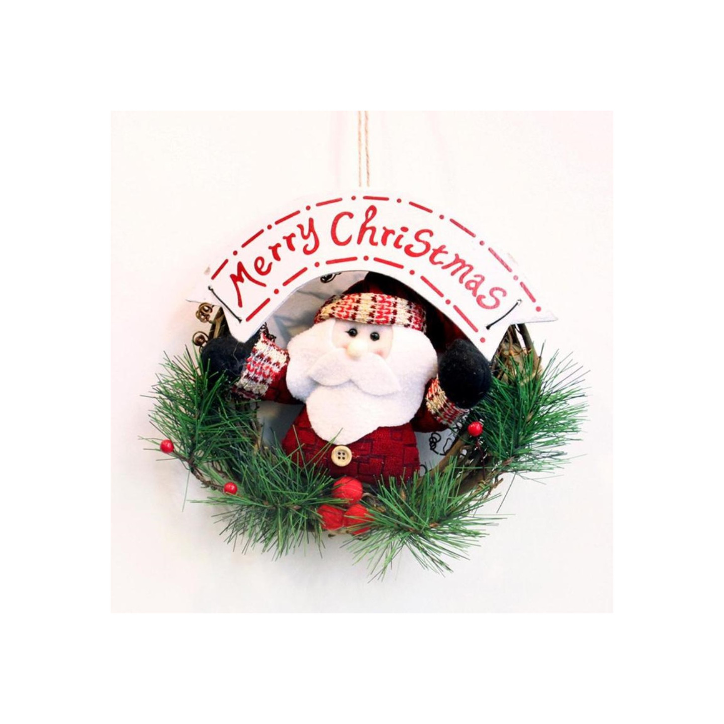 Adorable Christmas Wreath Circle Rattan Door Hanging Decoration