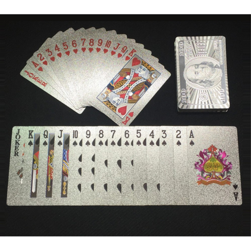 $100 sølvplast PVC Poker vanntett spillkort kortstokk