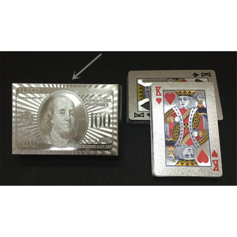 $100 sølvplast PVC Poker vanntett spillkort kortstokk