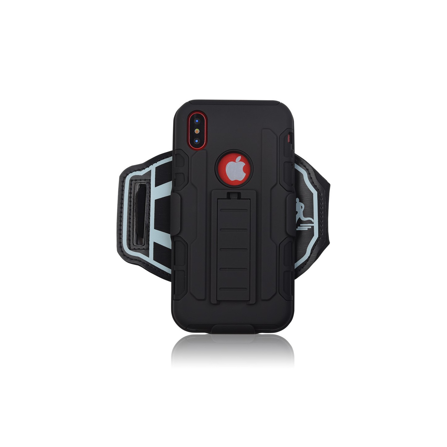 iPhone X 3 - in - 1 PC TPU Hybrid Armband Wristband Case with Kickstand