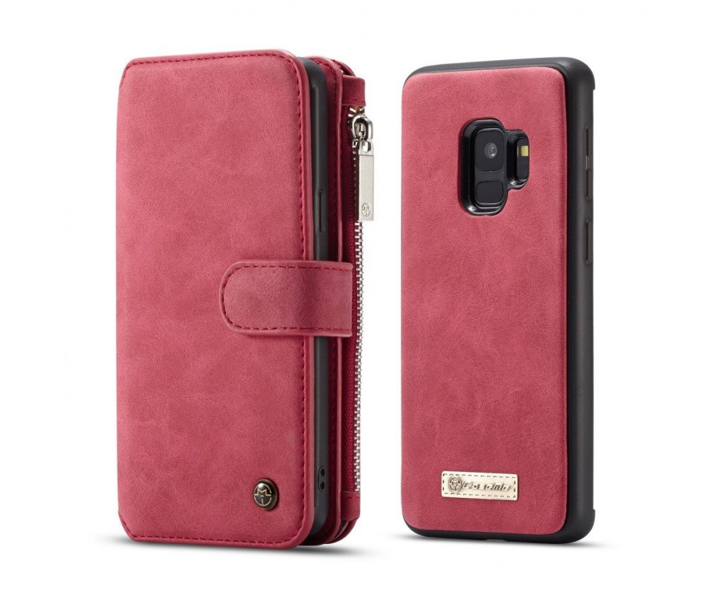CASEME Samsung Galaxy S9 Retro läder plånboksfodral - Röd