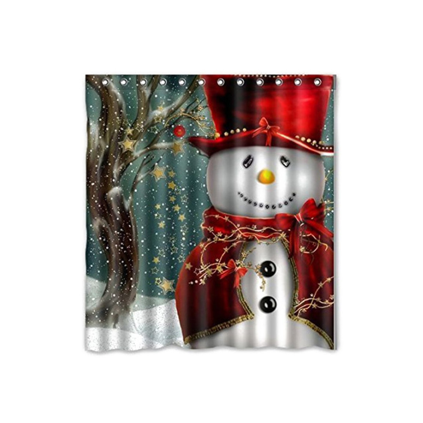 Shower Curtain Christmas Home Decor - Snowman in hat