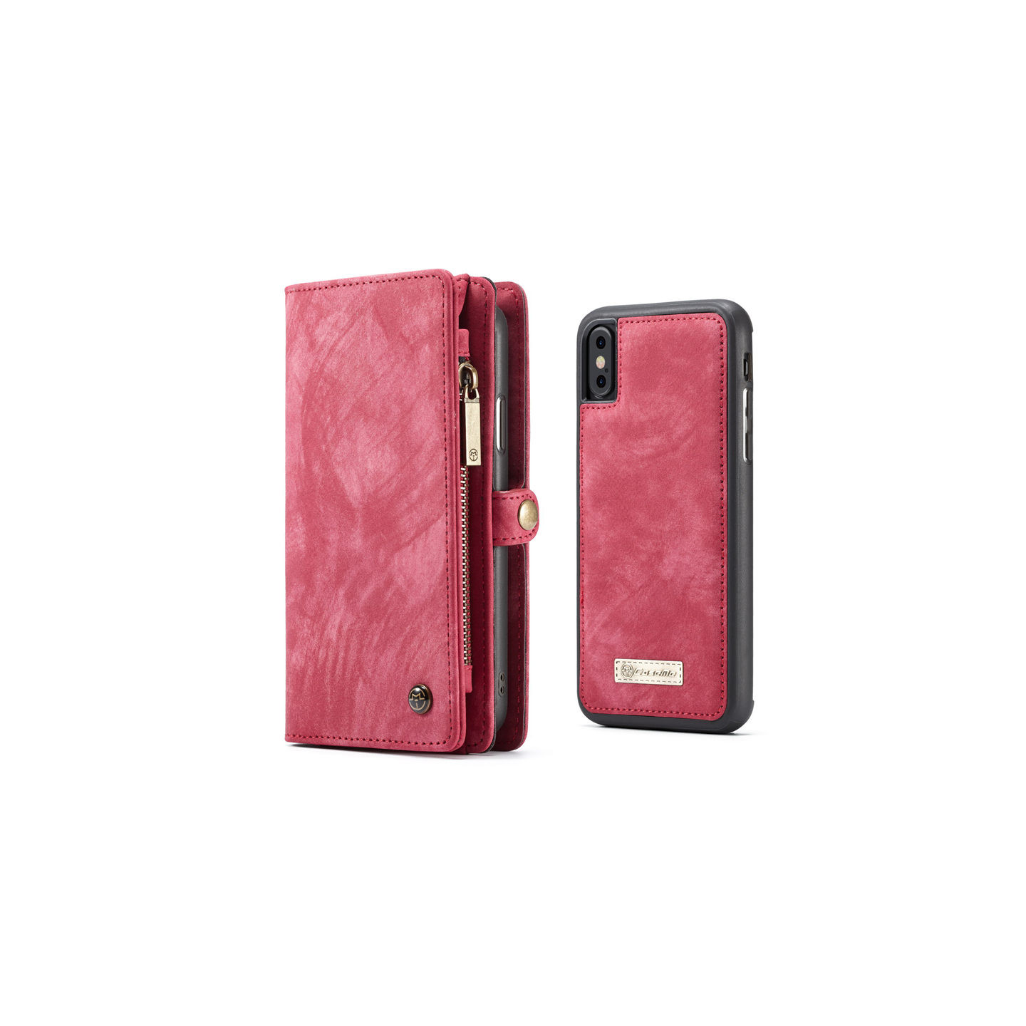 CASEME Detachable 2 - in - 1 Multi - slot Suojakuori - iPhone X / XS - Punainen