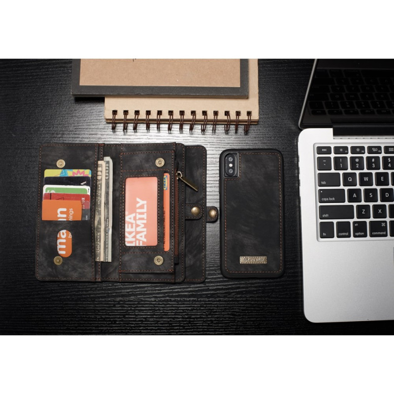 CASEME iPhone X/XS Retro Split Lommebok - deksel I Lær - Grå