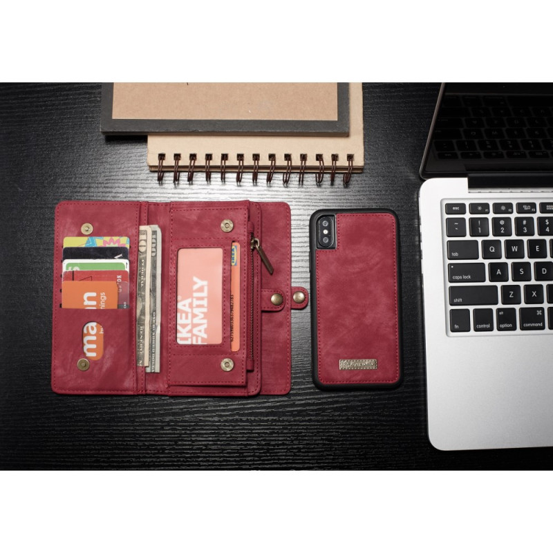 CASEME iPhone X/XS Retro Split Lommebok - deksel I Lær - Rød