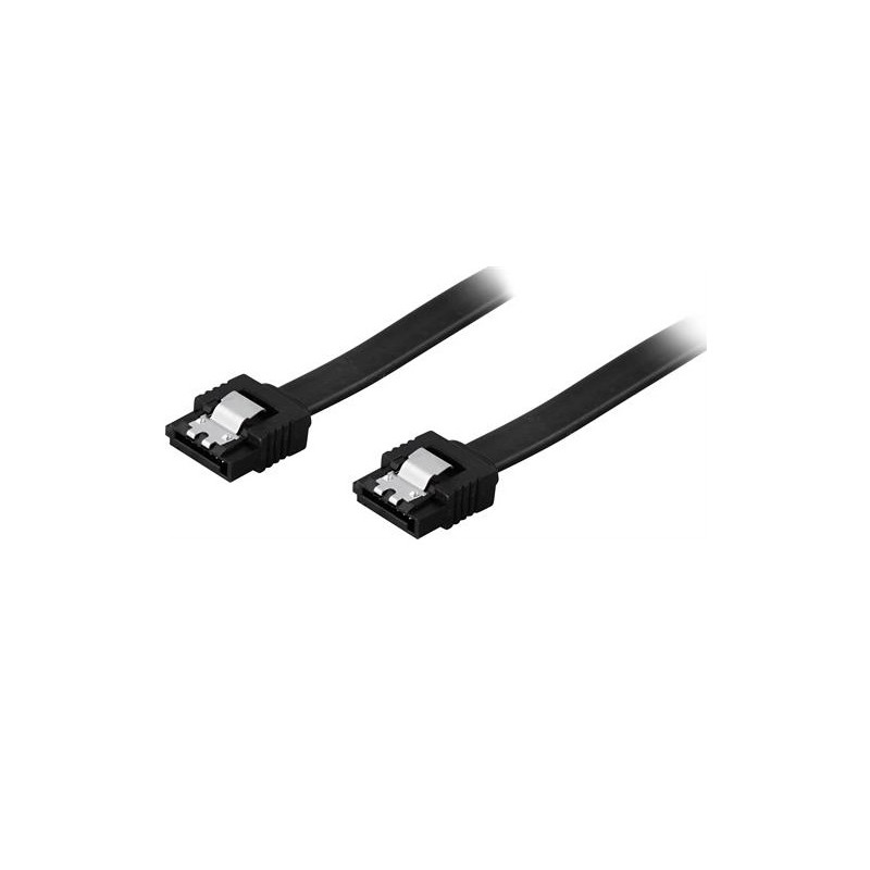 DELTACO SATA - cable, SATA 6Gb/s, lock - clips, straight - straight, 0,3m, black