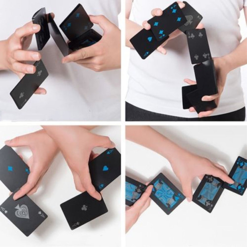 54Pcs Black Plastic PVC Poker Waterproof Playing Cards - Black