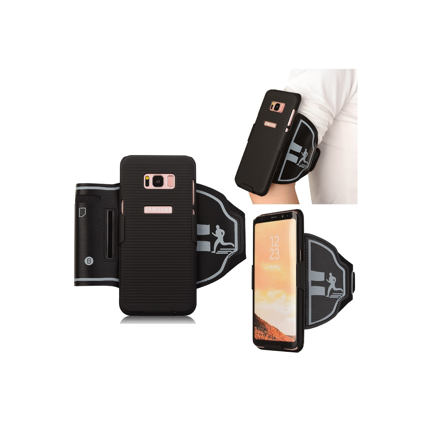 Sports Armband + PC Stripe Hard Cell to Samsung Galaxy S8