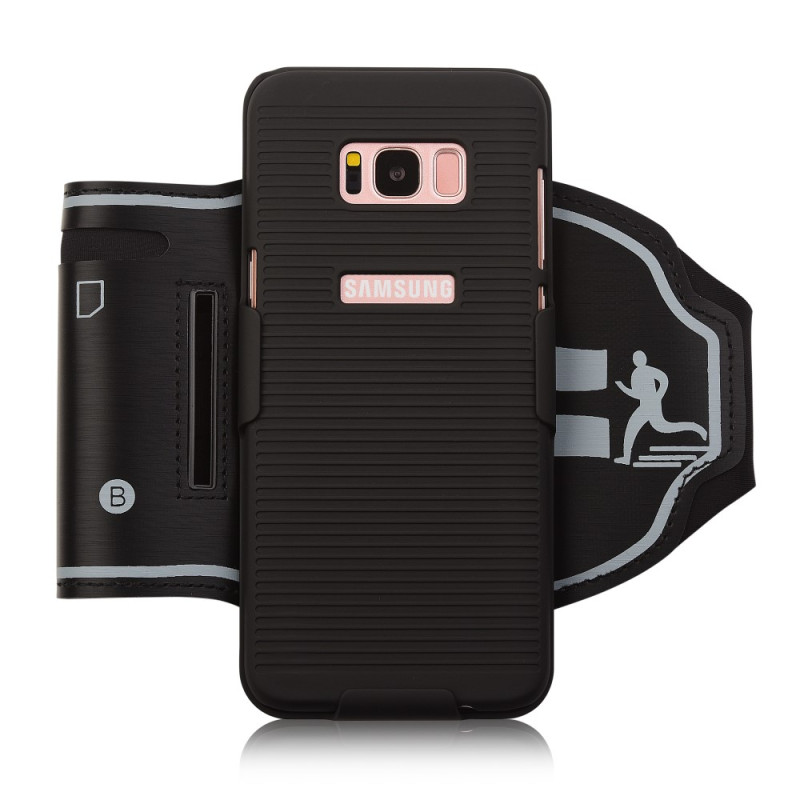 Sports Armband + PC Stripe Hard Cell to Samsung Galaxy S8