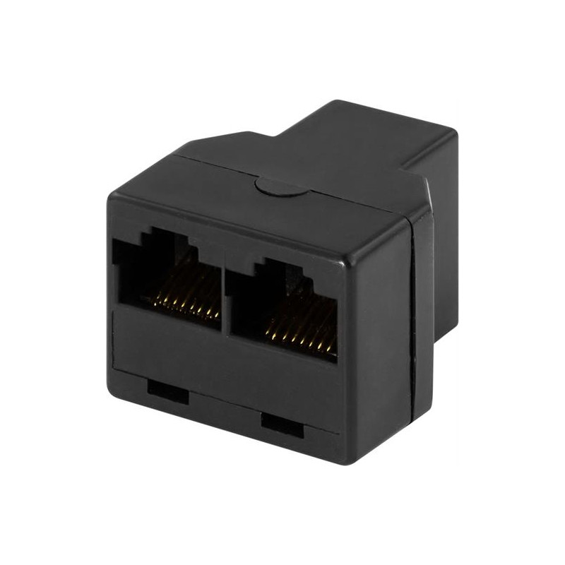 DELTACO Trevägskoppling 8P/8C RJ45, svart