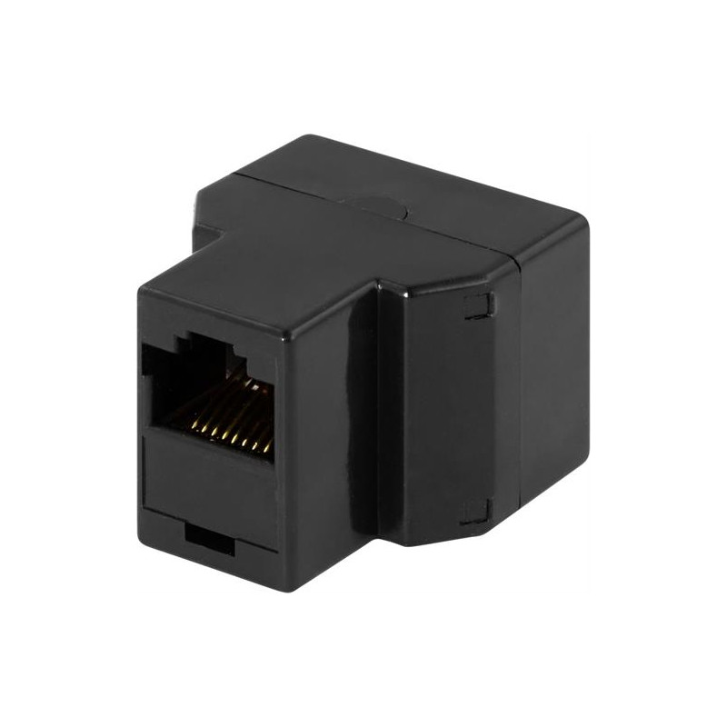 DELTACO Trevägskoppling 8P/8C RJ45, svart