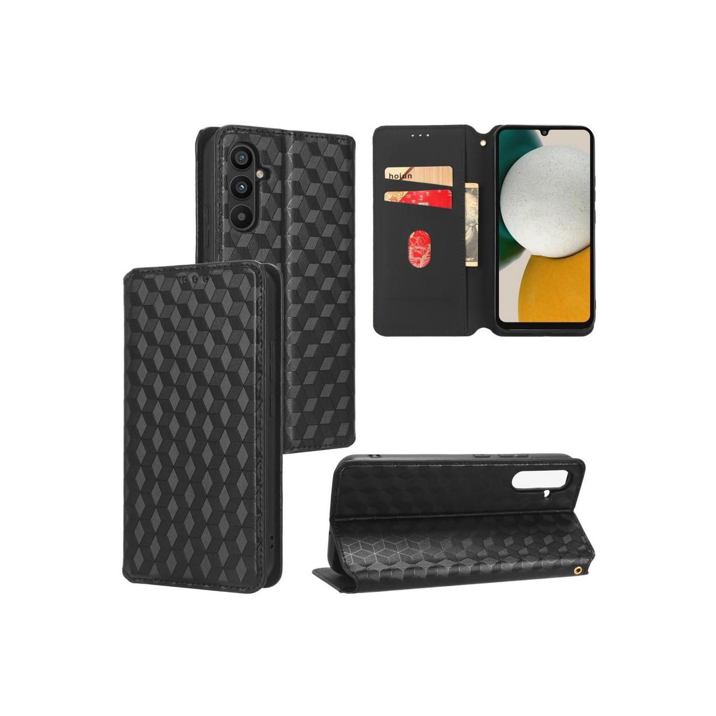 Rhombus Wallet Case for Samsung Galaxy A34 5G - Black