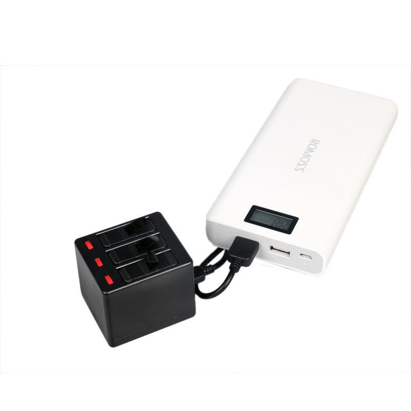 GoPro Hero5 trippel batterilader med LED - indikatorer