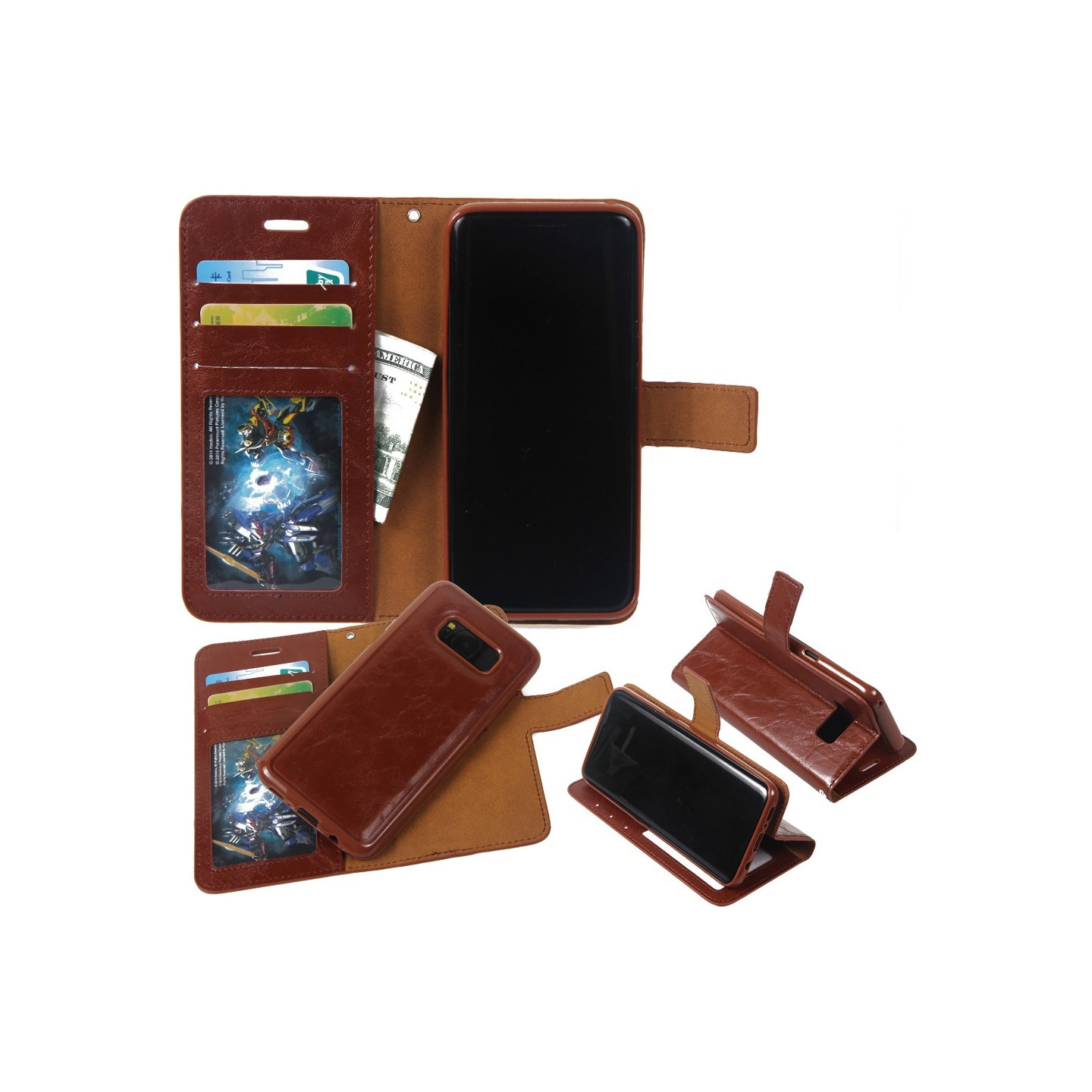 Samsung Galaxy S8 - 2 i 1 plånbokssuojakuori / Skal - Ruskea