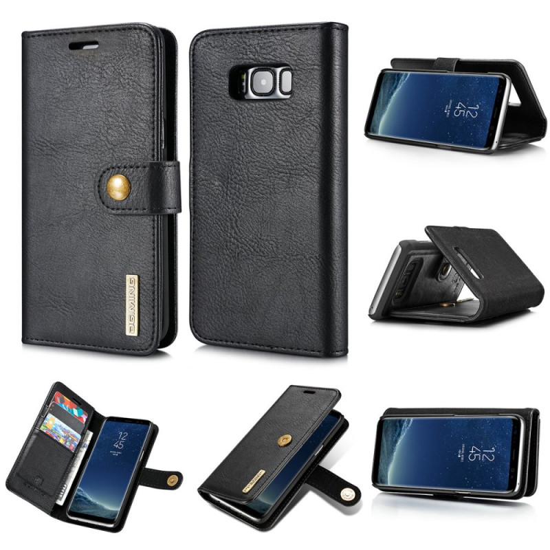 DG.MING Samsung Galaxy S8 Split Läder Wallet Case - Black