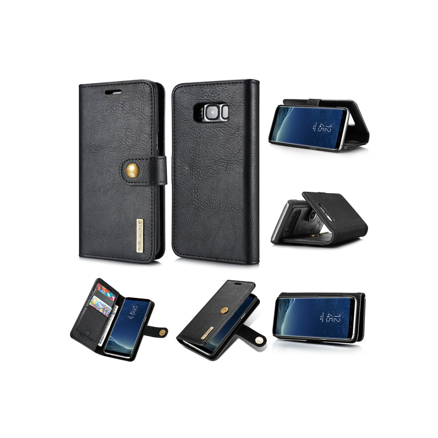 DG.MING Samsung Galaxy S8 Split Lommebok - deksel I Lær - Svart