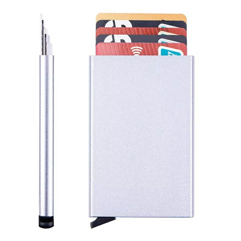 RFID Blocking Aluminum Card Holder Slim Design Credit Card Holder - Silver