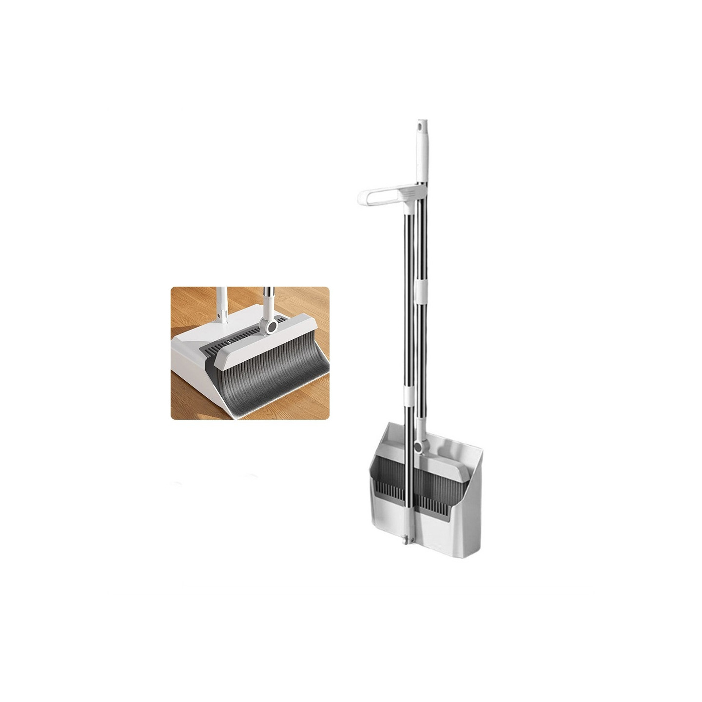 Feiebrettbørste, spadekost og feiebrettsett for støvfeiing med skrapetenner