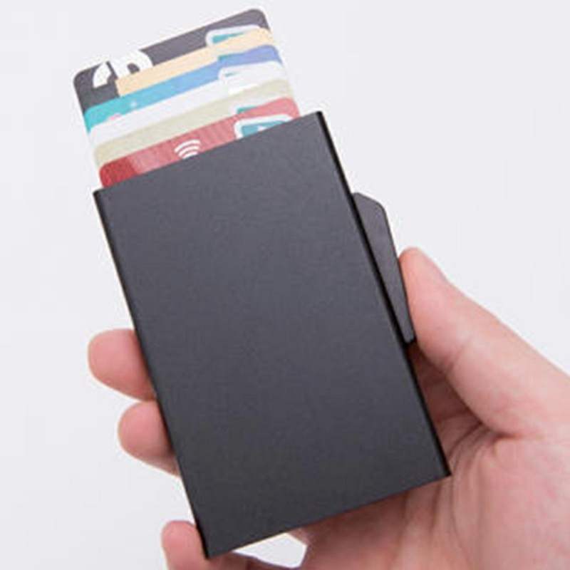 RFID-blokkerende kortholder i aluminium, slank design for kredittkortholder - Gull