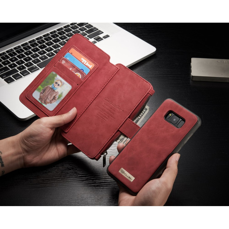 CASEME Samsung Galaxy S8 Plus Retro läder plånbokscase Red