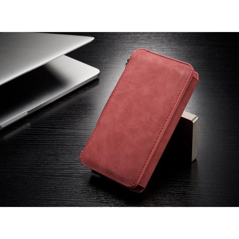 CASEME Samsung Galaxy S8 Plus Retro läder plånbokscase Red