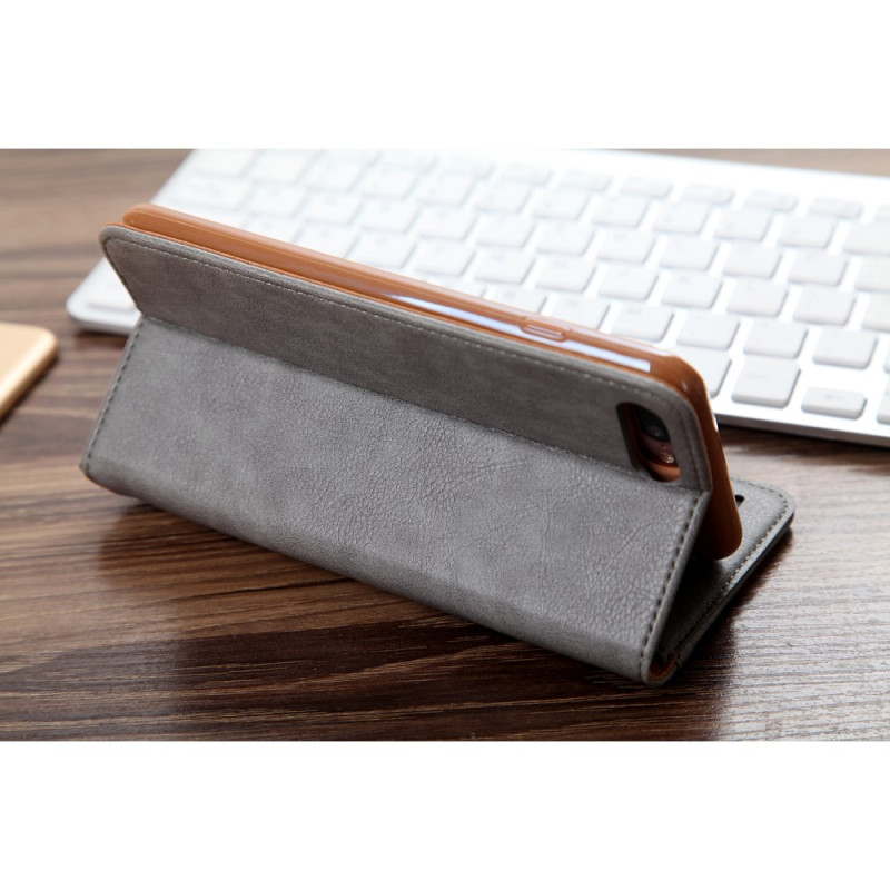 CMAI2 Litchi plånbokscase for iPhone 7 Plus - Gray