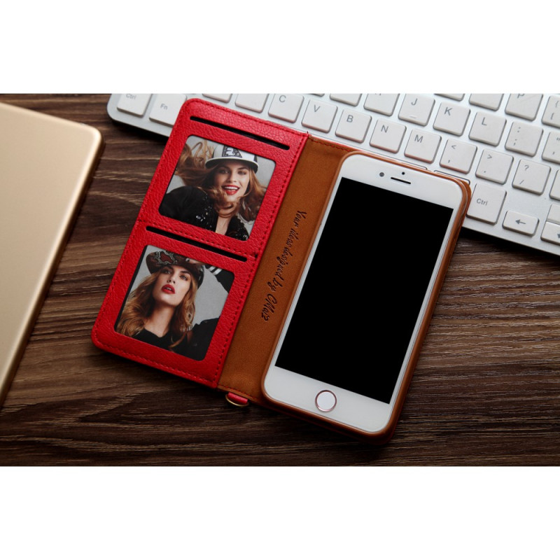 CMAI2 Litchi plånbokscase for iPhone 7 / 8 / SE (2020) - Red