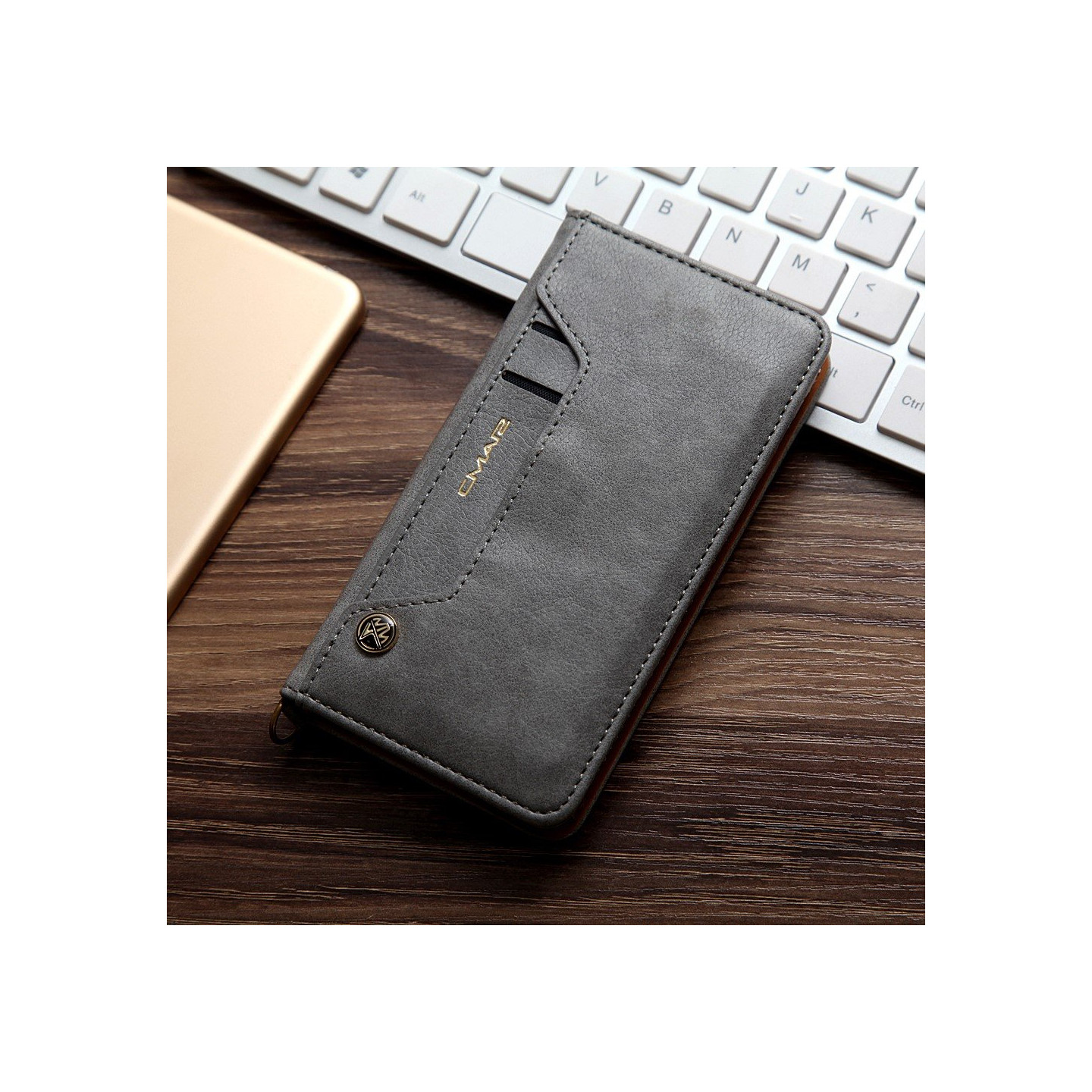 CMAI2 Litchi plånbokscase for iPhone 7 / 8 / SE (2020) - Gray