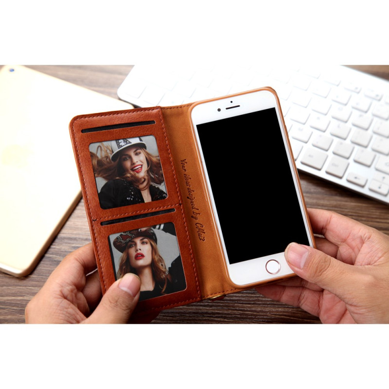 CMAI2 Litchi plånbokscase for iPhone 7 / 8 / SE (2020) - Brown
