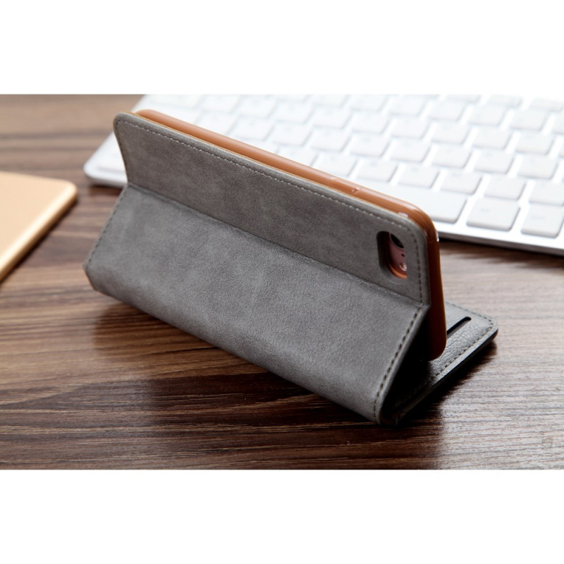 CMAI2 Litchi plånbokscase for iPhone 7 / 8 / SE (2020) - Gray