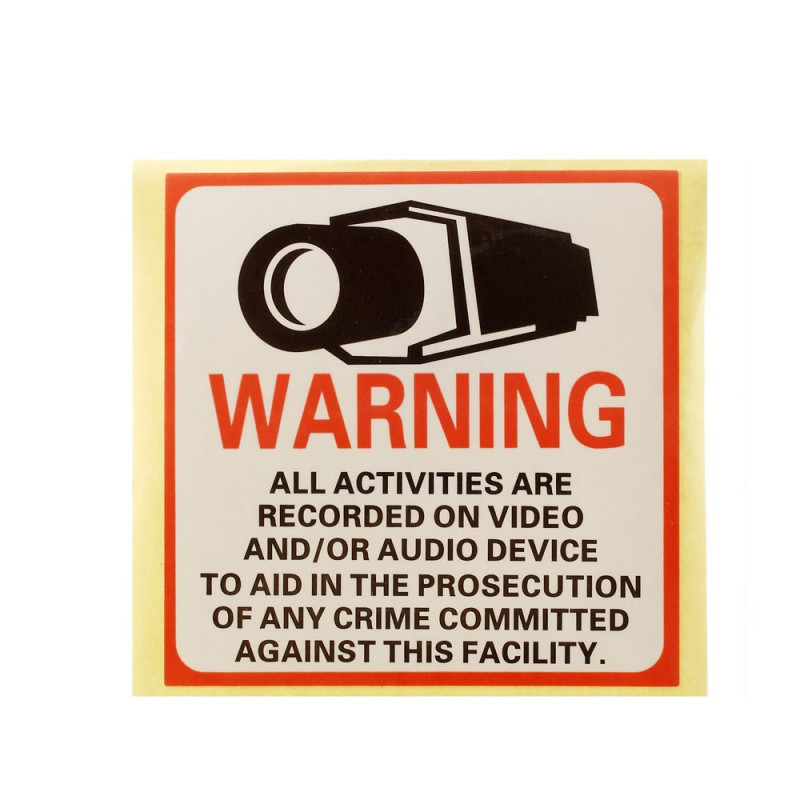 TV/videoovervåkning, Klistremerker 4stk 8x8 cm