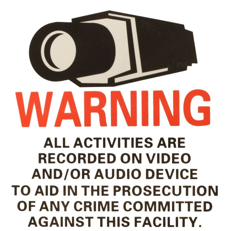 TV/videoovervåkning, Klistremerker 4stk 8x8 cm