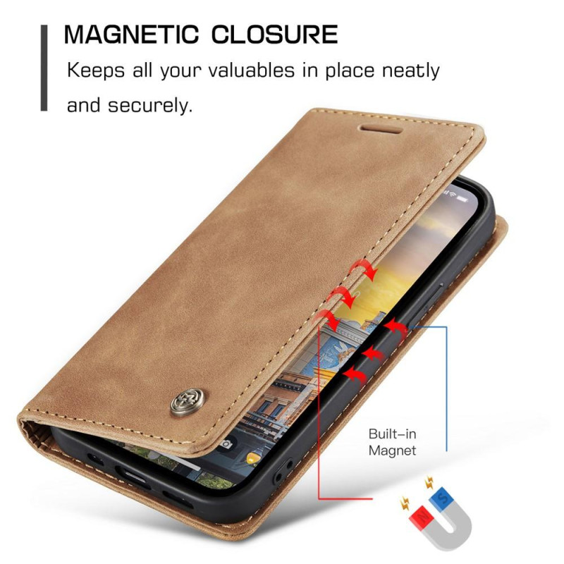 CASEME Retro Wallet Case for iPhone 15 Pro - Brown