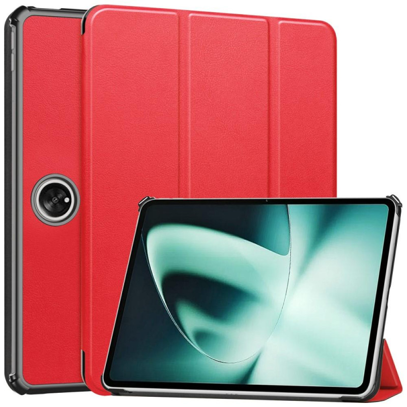 For OnePlus Pad Tri - fold Stand Wake / Sleep Cover Tablet Case - Red