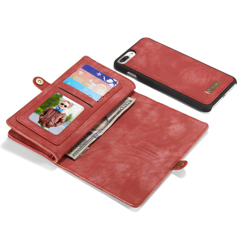 CASEME iPhone 7 Plus Retro Split Lommebok - cover I Lær - Rød