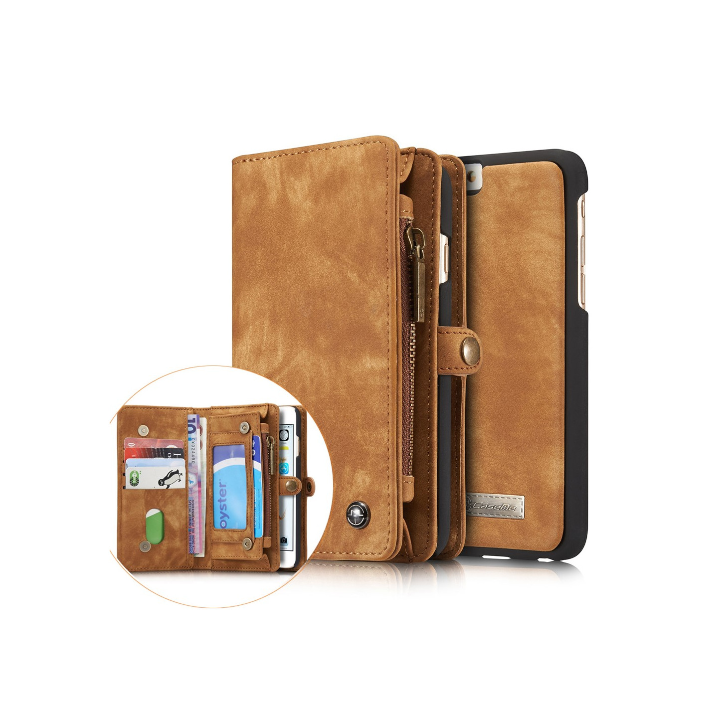 CASEME iPhone 6s 6 Retro Split Lommebok - cover I Lær - Brun