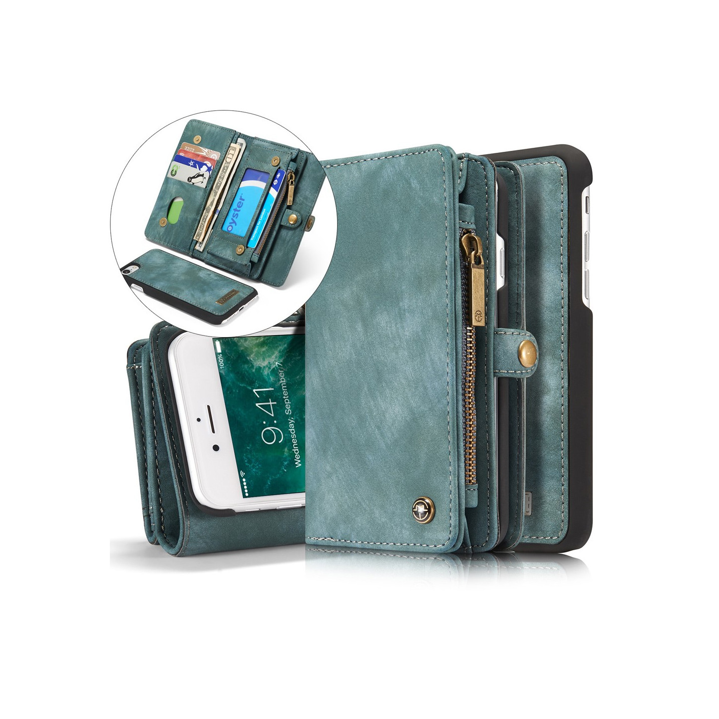 CASEME For iPhone 7 Plus / 8 Plus Retro Split läder plånbokscase