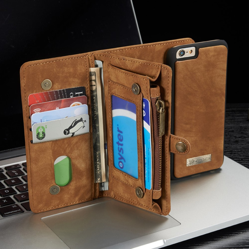 CASEME iPhone 6s 6 Retro Split Lommebok - cover I Lær - Brun