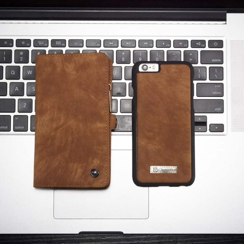 CASEME iPhone 6s 6 Retro Split läder plånbokscase - Brown