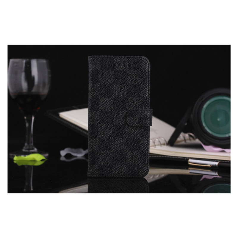 Iphone 8 / 7 Plus Lompakkokotelo Rutigt Harmaa / Musta