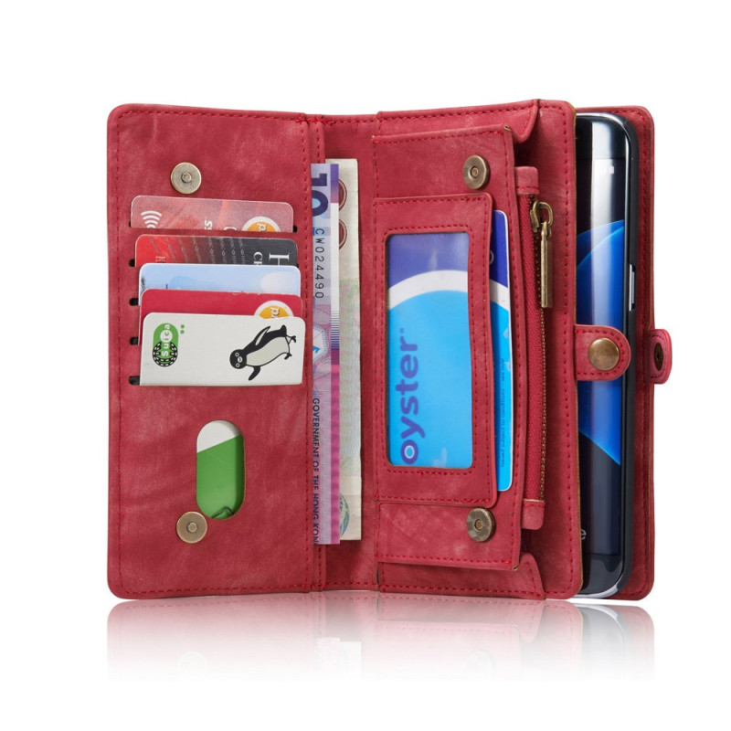 CASEME Samsung Galaxy S7 Edge Retro läder Lompakkokotelo - Punainen