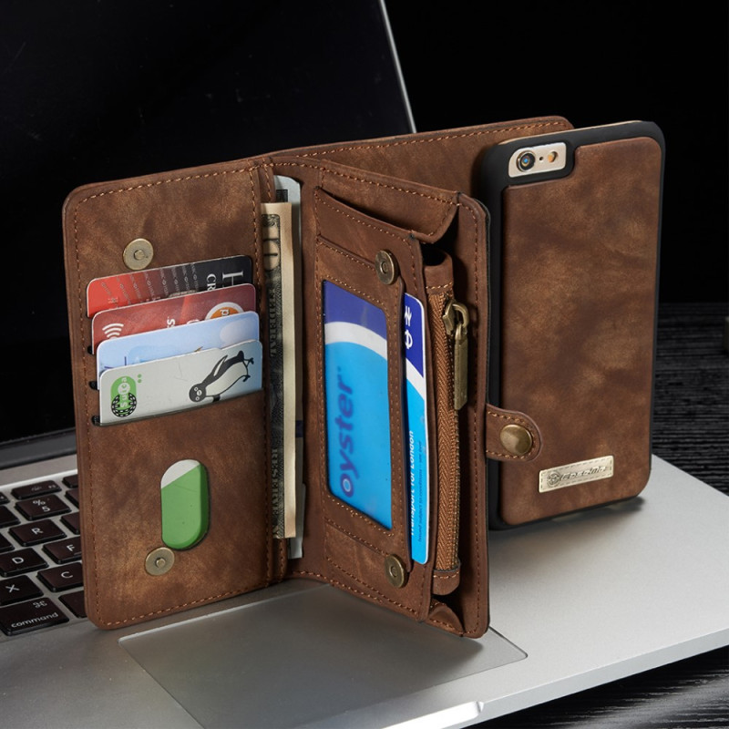 CASEME iPhone 6s 6 Retro Split läder plånbokscase - Coffee