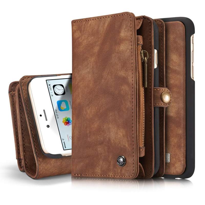 CASEME iPhone 6s 6 Retro Split läder plånbokscase - Coffee