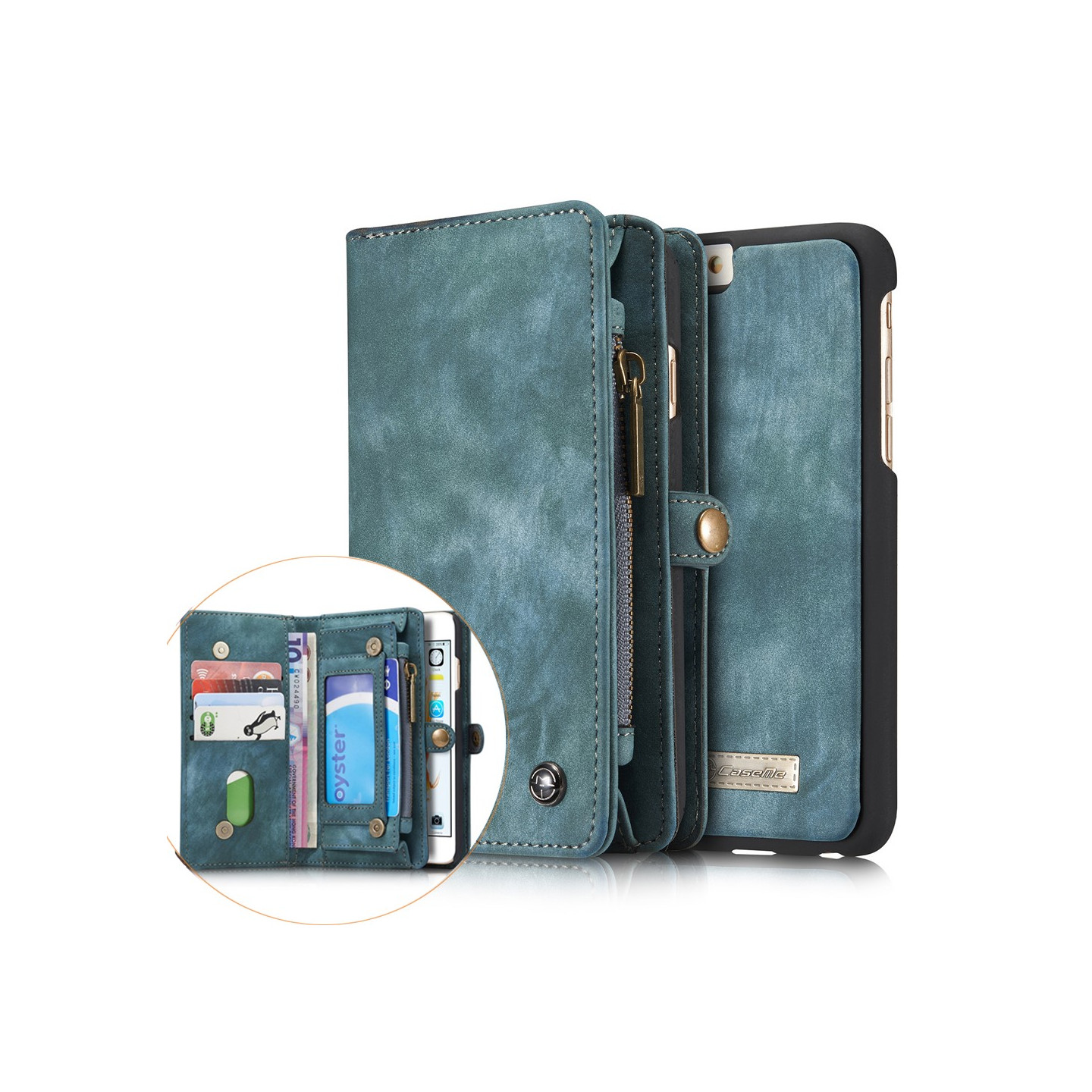 CASEME iPhone 6s 6 Retro Split Lommebok - cover I Lær - Blå