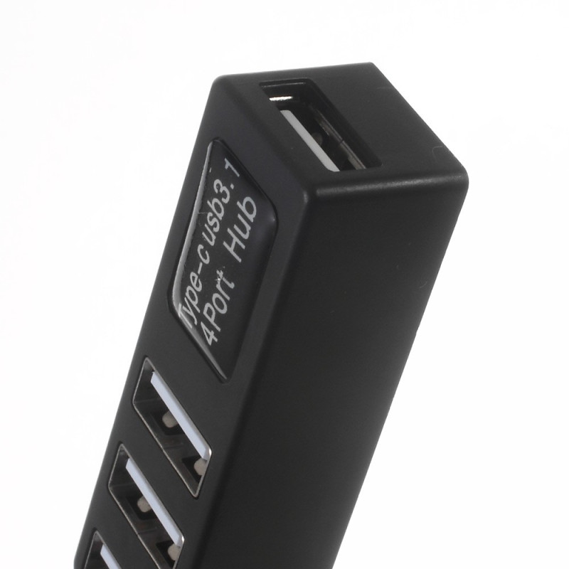 4 Ports USB 3.1 Typ C Hubb High Speed Hub SVART