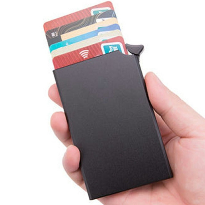 RFID Blocking Aluminum Card Holder Slim Design Credit Card Holder - Black