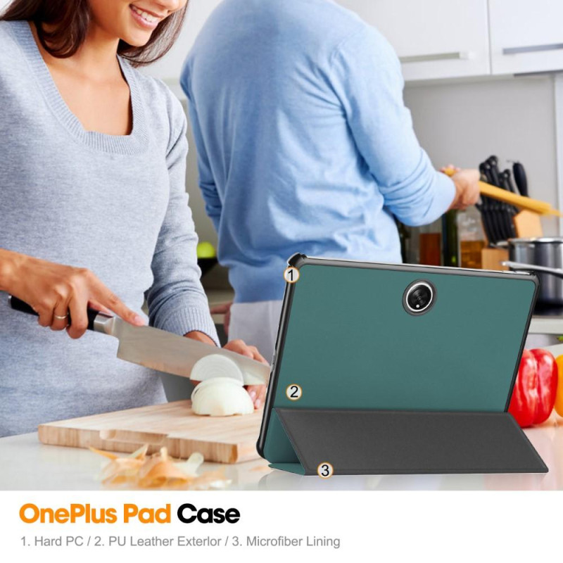 Til OnePlus Pad Tri - fold Stand Wake/Sleep Cover Tabletetui - Grøn