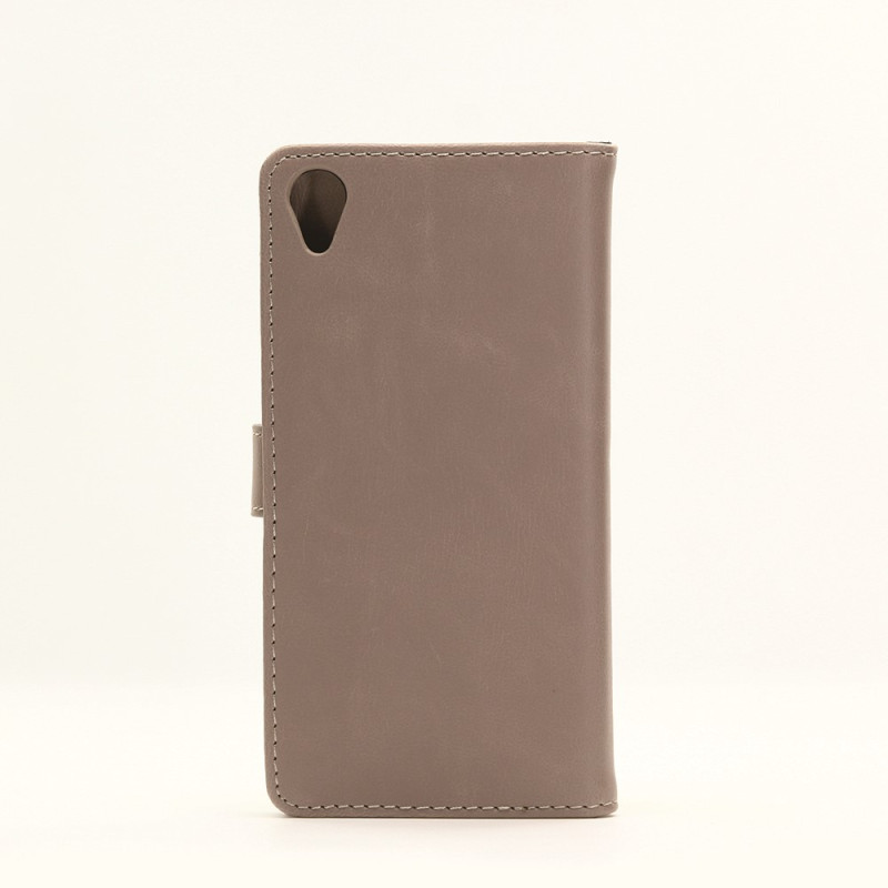 Sony Xperia X Crazy Horse Texture Wallet Leather Cover Beige