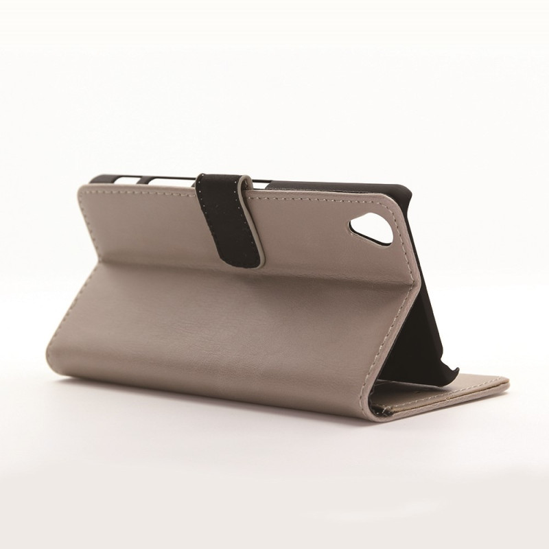 Sony Xperia X Crazy Horse Texture Lompakko Nahkakansi Beige