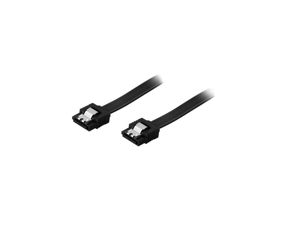 DELTACO SATA-kabel, SATA 6Gb/s, lås-clips, rak-rak, 0,5m, svart